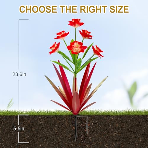 Rustic Metal Agave Outdoor Garden Decor Red