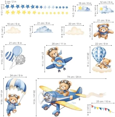 Decalmile Airplane and Animals Wall Stickers