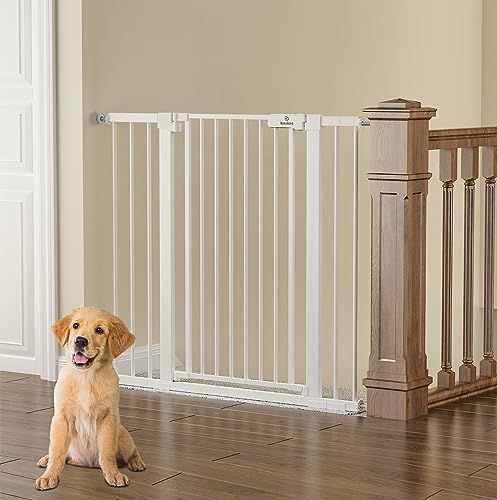 BabyBond 36 Inch Extra Tall Dog Gate with Auto Close and Pressure Mounting Kit White