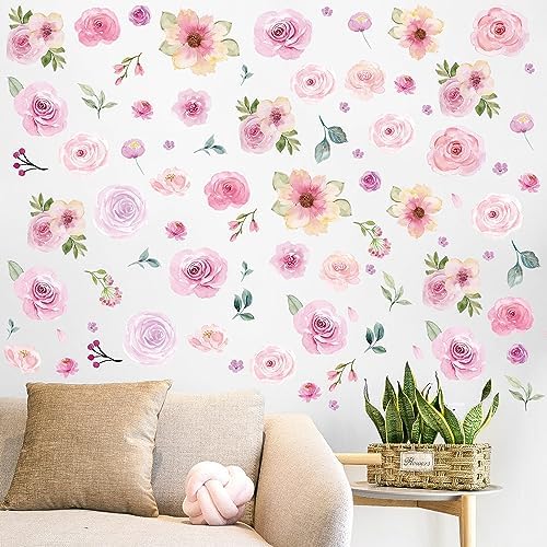 AOWDIAO 60 Pcs Flower Peel and Stick Wall Decals