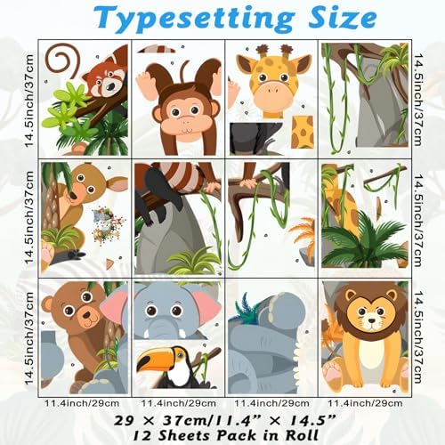 Jungle Animals Wall Decals for Kids Room and Nursery