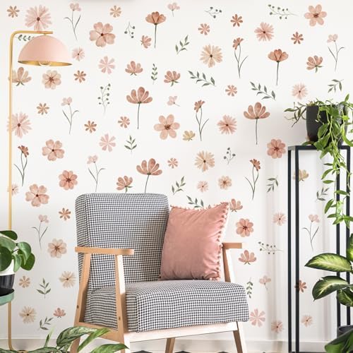 Boho Flower Wall Decals for Girls Bedroom and Kids Room Decor