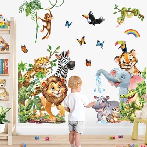 Jungle Animals Wall Stickers for Kids Room and Baby Nursery