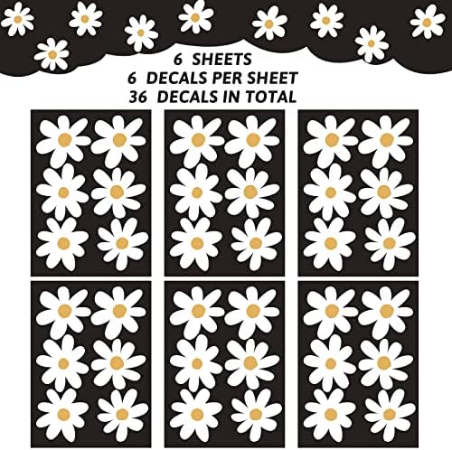BBTO Daisy Wall Decals 36 Piece White Floral Stickers