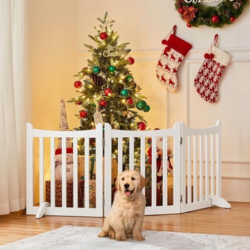 Yaheetech 24 Inch Pet Gate White Wooden 3 Panels