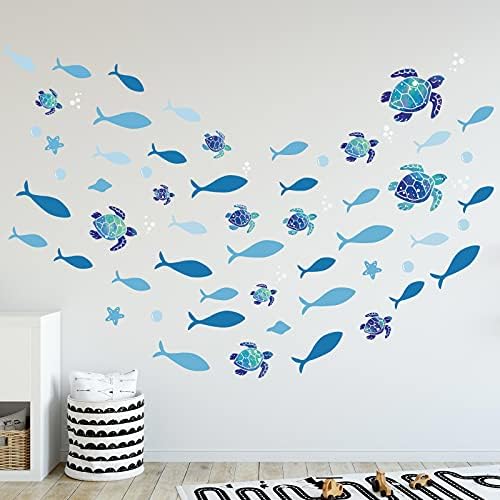 Outus 2 Sets Sea Turtle Wall Decals Stickers 3D Ocean Decor