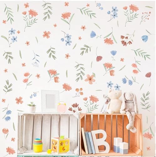 Lamkidle Boho Floral Wall Decals for Kids Room Decor