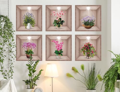 3D Green Plant Wall Decals Set of 6