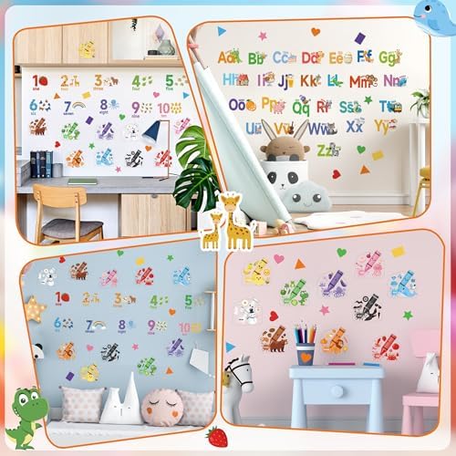 Alphabet Numbers Wall Decals for Kids Room Decor