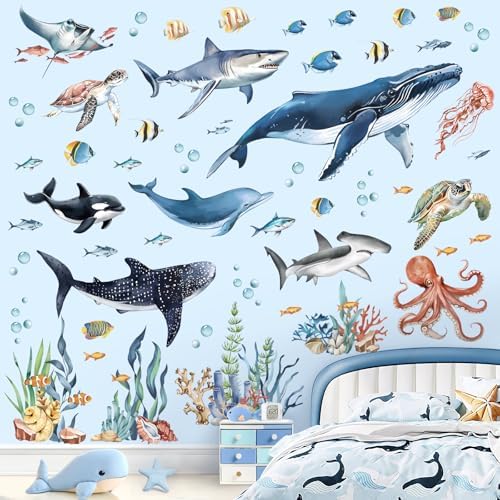 Decalmile Under The Sea Fish Wall Decals Ocean Animal Decor Stickers