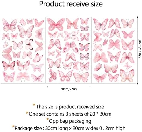 Glow in The Dark Pink Butterfly Wall Decals