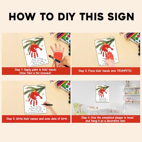 Red Christmas Handprint Hanging Sign 2024 DIY Baby Keepsake Craft