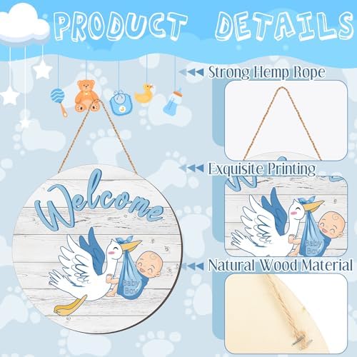 Chunful Baby Boy Welcome Sign Hanging Wreath