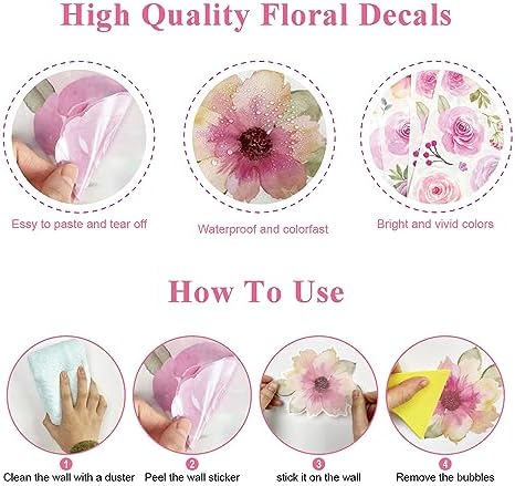 AOWDIAO 60 Pcs Flower Peel and Stick Wall Decals