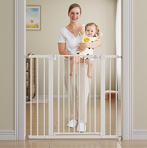BabyBond 36 Inch Extra Tall Dog Gate with Auto Close and Pressure Mounting Kit White