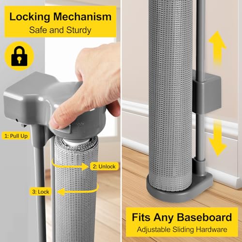 Reinforced 42 Tall x 100 Wide Retractable Baby Gate with Fiberglass Rods