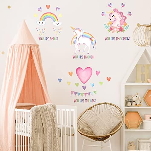 9 Pieces Unicorn Wall Stickers for Girls Bedroom Decor