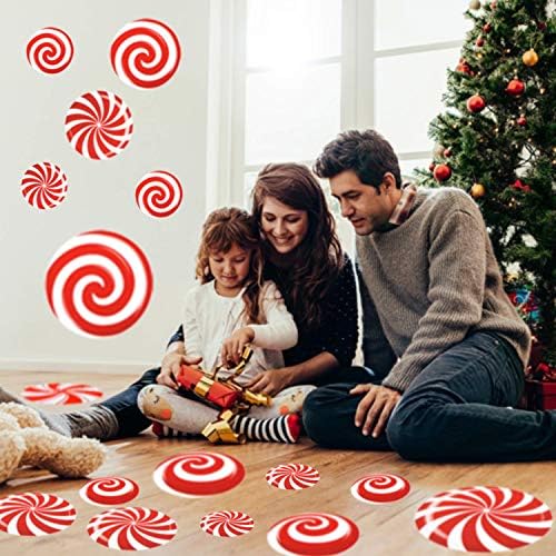 24 PCS Peppermint Floor Decals Stickers - 3 Sizes Christmas Candy Party Decorations