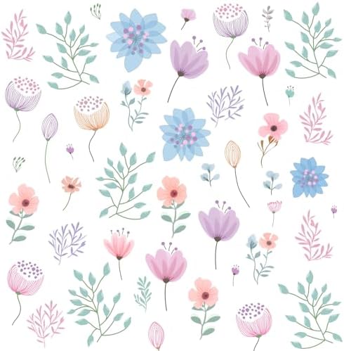 Small Floral Wall Stickers Watercolor Boho Decor Peel and Stick