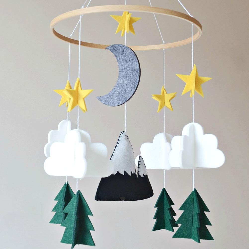 Baby Crib Mobile Starry Woodland Decor for Nursery