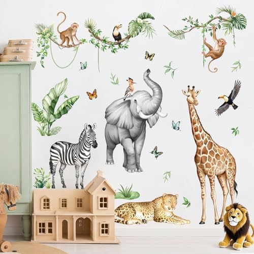 Jungle Safari Animal Wall Decals for Kids Room