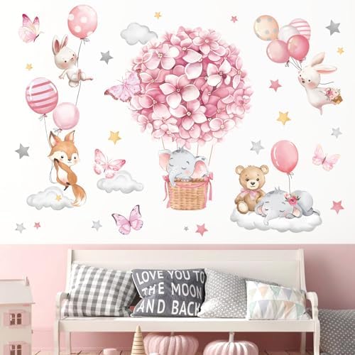 Decalmile Animals Hot Air Balloon Wall Stickers