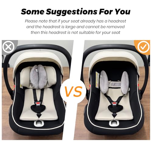 Adjustable Baby Head Support Pillow for Car Seat and Stroller Grey