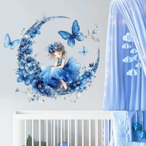 2 Sheets Blue Butterfly Wall Decals for Kids Room