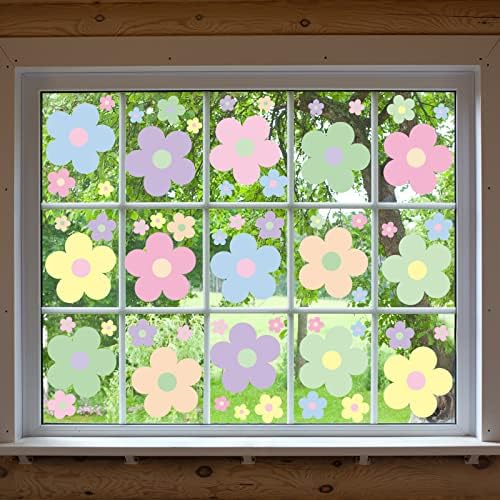 Hotop 128 Pcs Danish Pastel Flower Wall Sticker Decal
