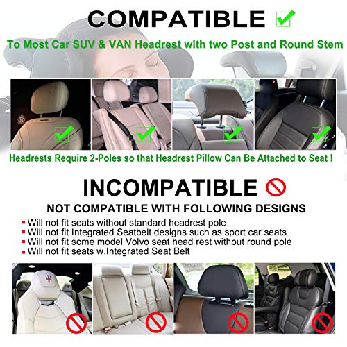 JZCreater Car Headrest Pillow for Adults and Kids Beige