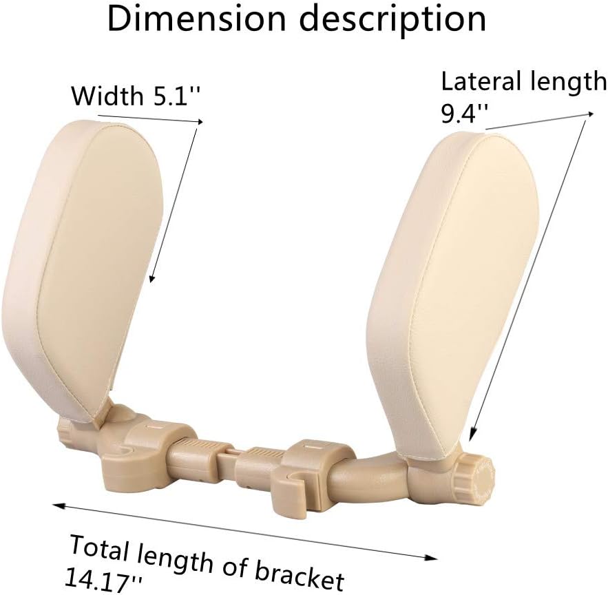 JSKRL Car Headrest Pillow 360 Adjustable PU Leather Head Neck Support for Kids Adults Travel Sleeping