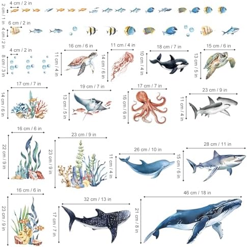 Decalmile Under The Sea Fish Wall Decals Ocean Animal Decor Stickers