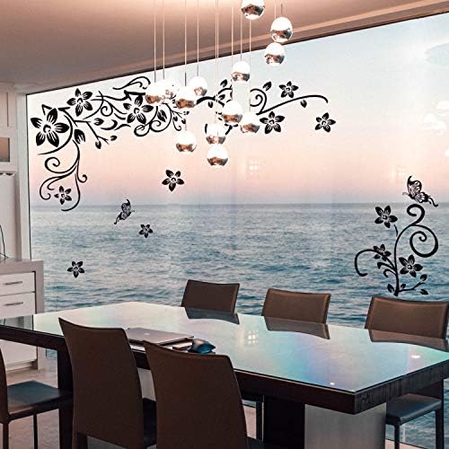 Black Flower Vines Wall Decals DIY Stickers for Kids Room