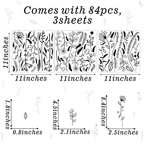 Kazova Black Wildflower Wall Stickers for Kids Room Bedroom Decor