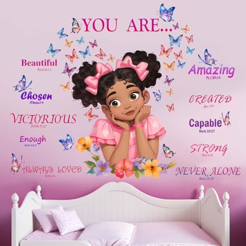 Amimagen African American Butterfly Wall Stickers for Kids