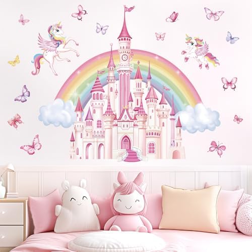 Wondever Rainbow Castle Wall Stickers for Baby Nursery