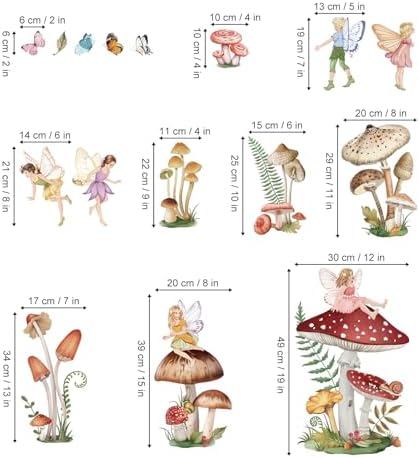 Wondever Woodland Mushroom Wall Decals for Girls Room Decor
