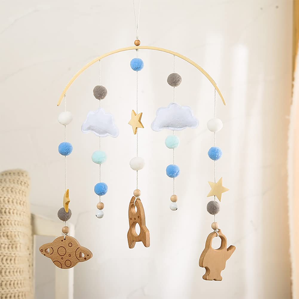 Baby Musical Crib Mobile with Rotating Wooden Pendant