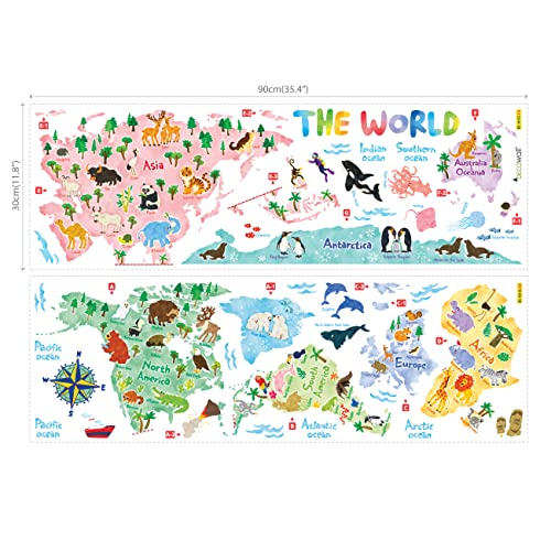 DECOWALL SG2-1615S Animal World Map Wall Stickers for Kids
