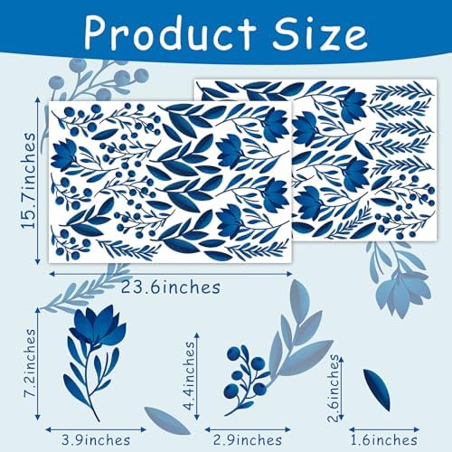 Blue Leaf Wall Stickers for Bedroom and Living Room Decor