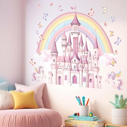Amimagen Rainbow Castle Wall Stickers for Girls