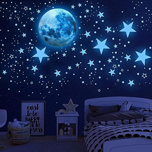 1078Pcs Glow in The Dark Stars Moon Ceiling Decor Stickers