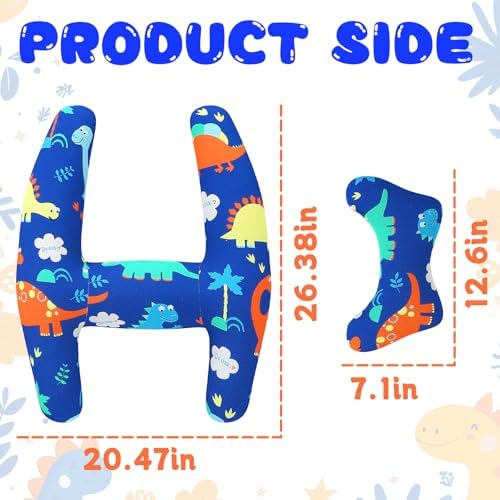 Viscogrip H-Shape Car Pillow for Kids Blue Dinosaur