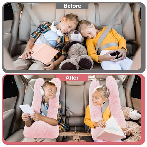 Hoteam 2 Pcs U Shaped Travel Pillow for Kids and Adults Light Pink