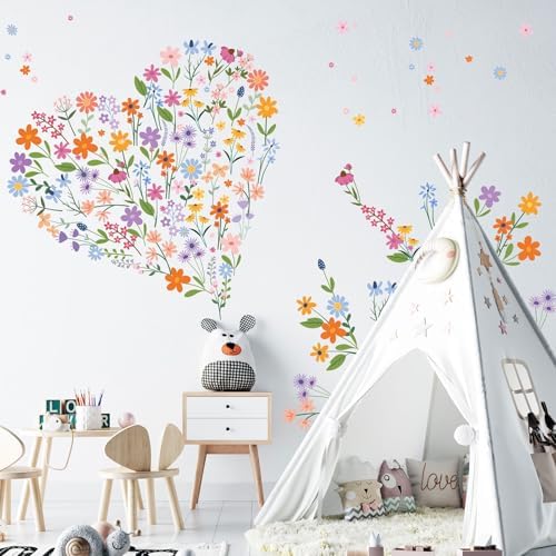 Wild Flower Wall Decals - 102 Pcs Garden Theme Stickers for Home Decor