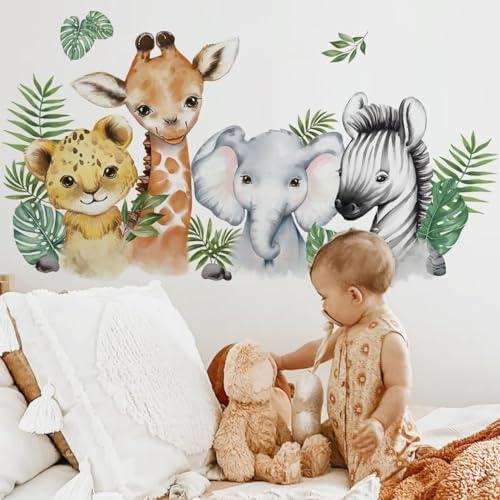 5251x2362 Inch Watercolor Jungle Animal Wall Decals