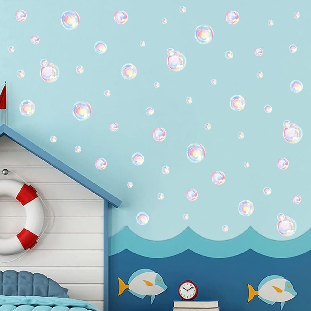 Colorful Bubbles Wall Decal with Mermaid Theme
