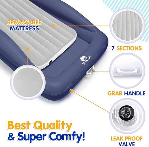 Sleepah Inflatable Toddler Travel Bed with Safety Rails and Carry Case