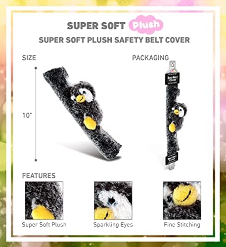 DolliBu Black Penguin Plush Car Seatbelt Cover