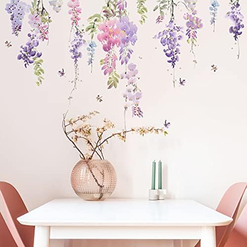 Runtoo Purple Hanging Vines Wall Decals for Girls Bedroom Nursery Decor